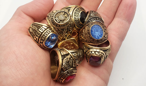 10k gold and 14k gold class rings